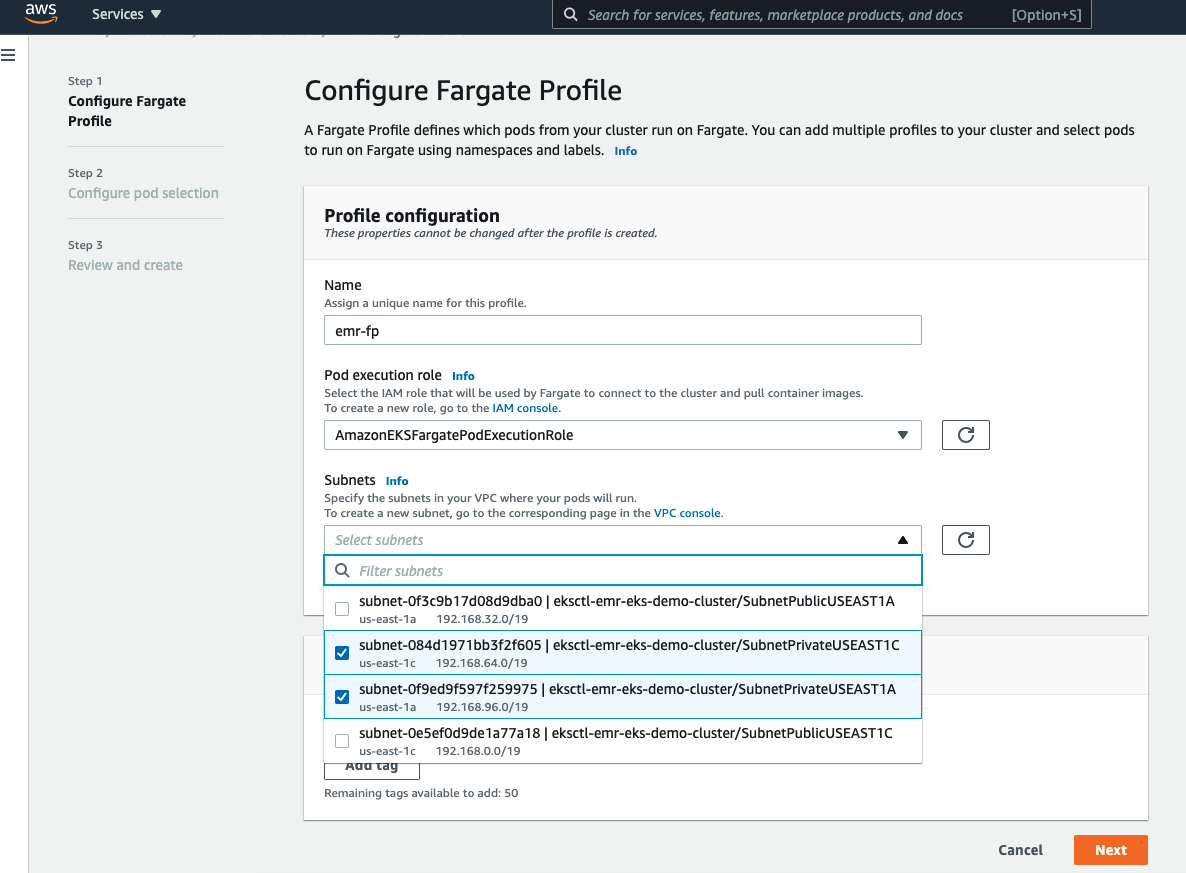 Step 1 - 設置 Fargate Profile