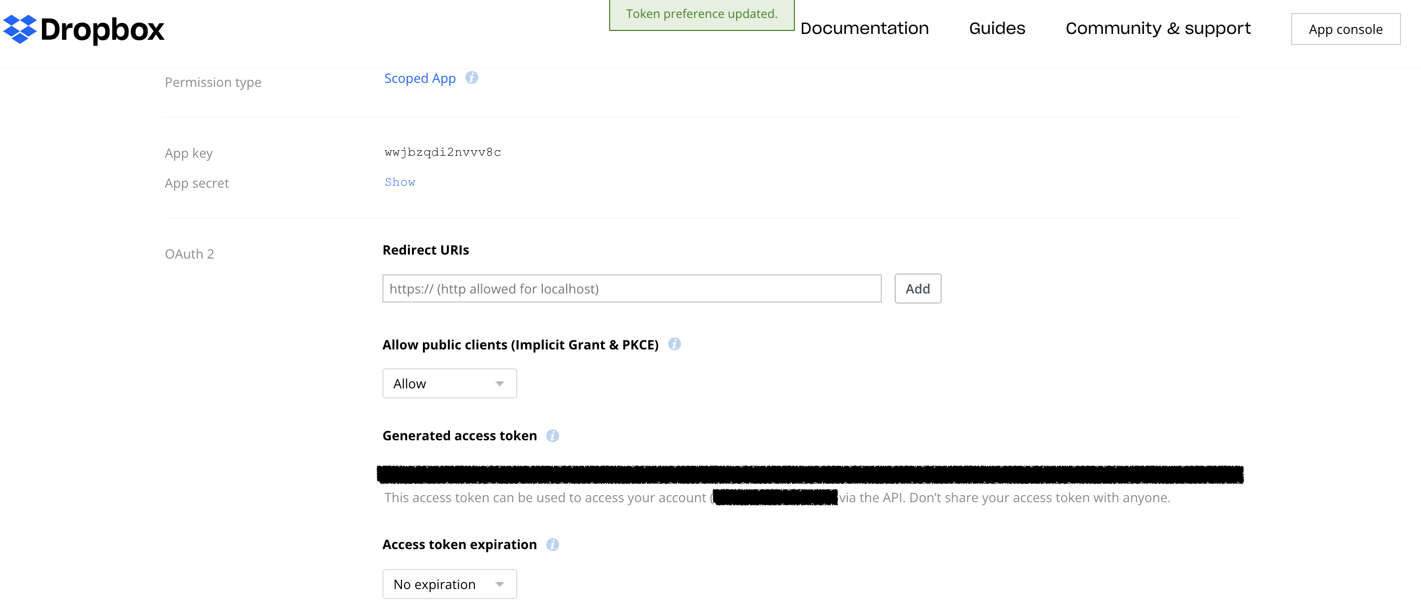 產生存取憑證 (Access token)